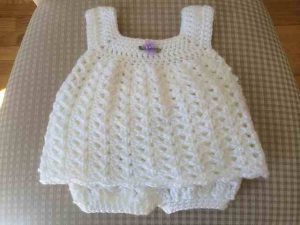White crochet dress for babies
