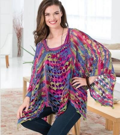 Mosaic sunset poncho crochet pattern