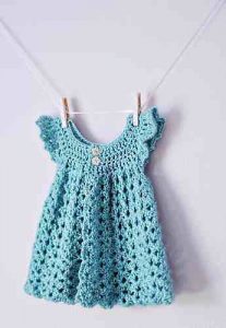 Light blue baby dress with wings