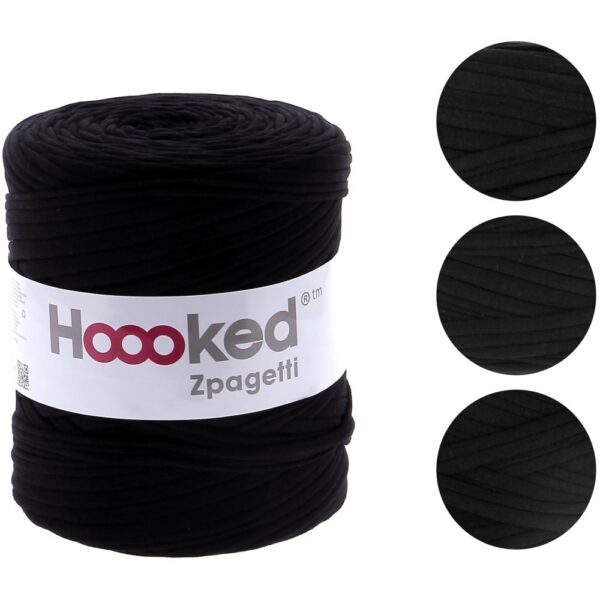 Black hoooked zpagetti yarn