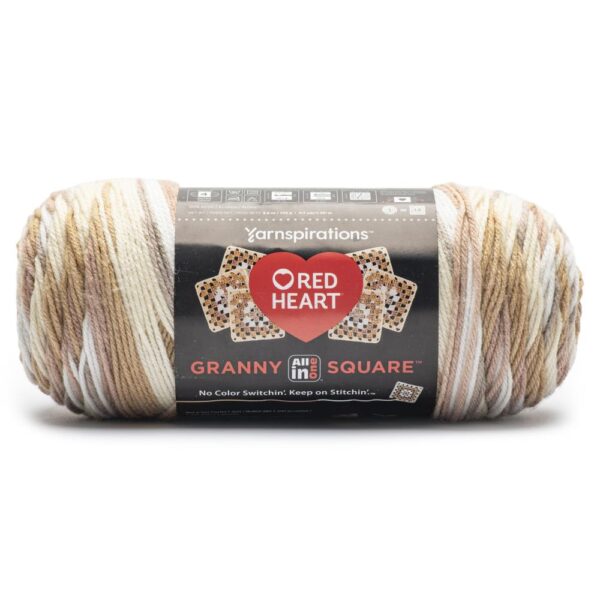 Cream red heart granny square yarn