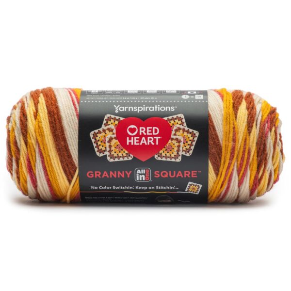 Warm wheat red heart granny square yarn