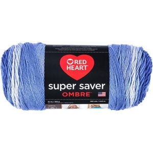 Baja blue red heart super saver ombre yarn