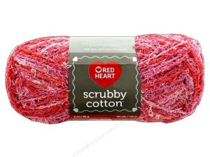 Blushing red heart scrubby cotton yarn