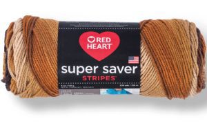 Latte red heart super saver yarn stripes swatch