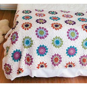 Motif afghans flower hexagon bed cover