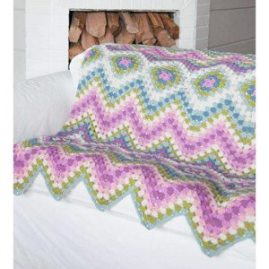 Motif afghans inner pages zig zag chevron in pink blue and green