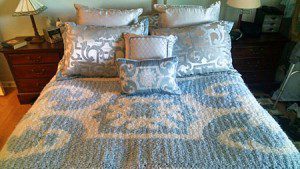 Blankets and pillows in baby cloud yarn