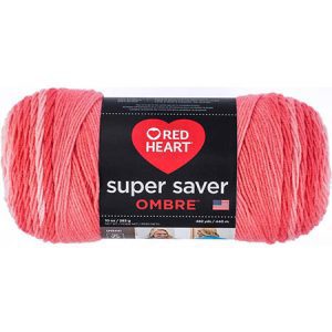 Coral red heart super saver ombre yarn