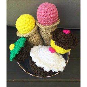 Crochet toys cupcakes and icecream