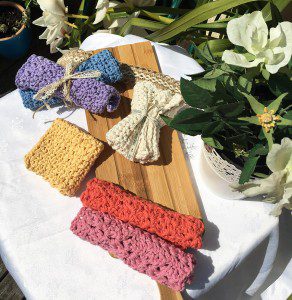 Crochet dish cloth rainbow colors 1