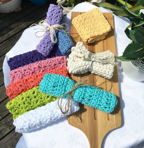 Crochet dish cloth rainbow colors 2