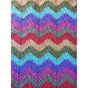 Crochet rainbow colours blanket cotton