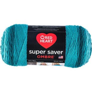 Deep teal red heart super saver ombre yarn
