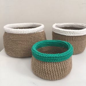 Jute string crochet baskets 3