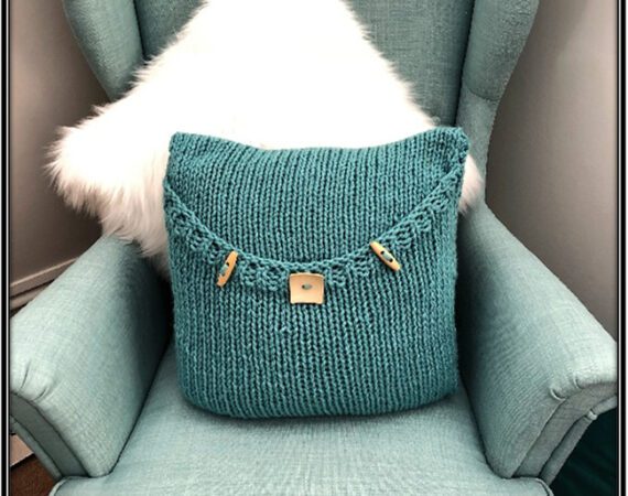 knitted luxury pillow pattern soft teal in Scandinavian chair