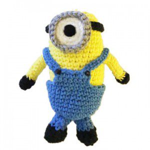Crochet minion toy yellow and blue lily sugar cream yarn