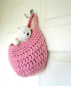 Pale rose crochet basket